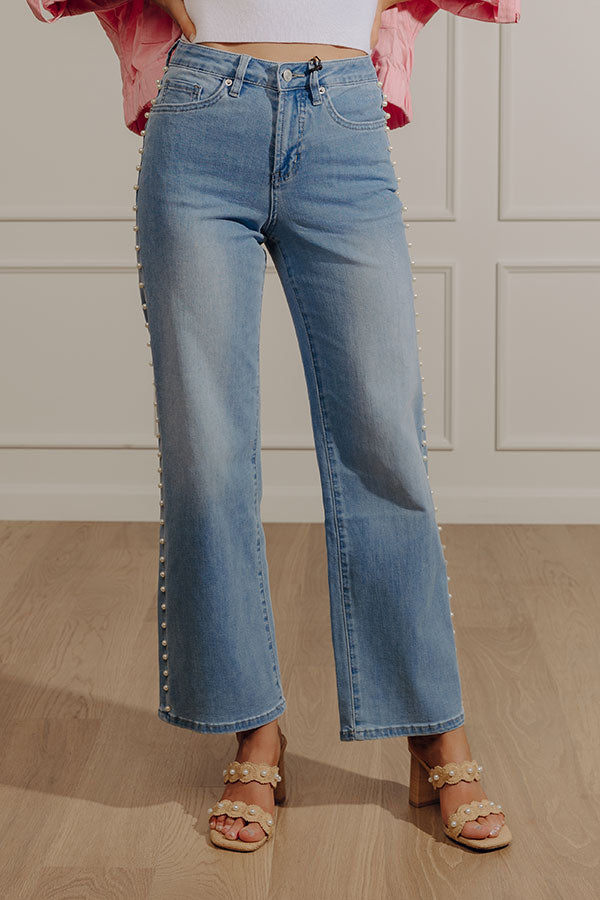The Perla High Waist Embellished Wide Leg Jean Image - 3