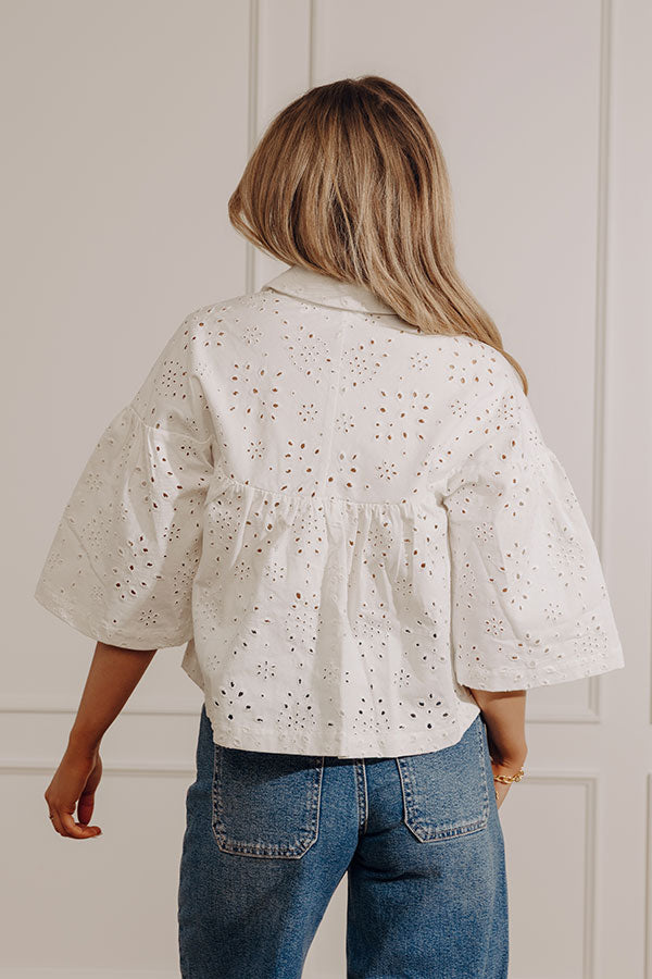 Airy Romance Eyelet Button Up Top Image - 5