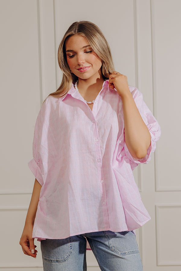Cheerful Check Oversized Button Up Top Image - 1