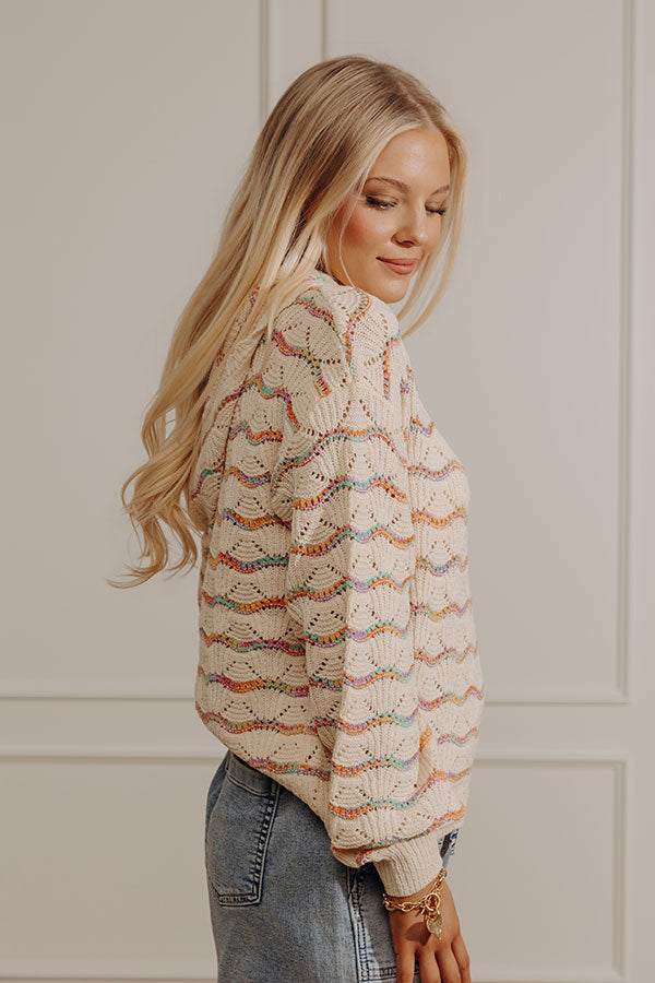 Seaside Morning Pointelle Knit Hoodie Image - 2