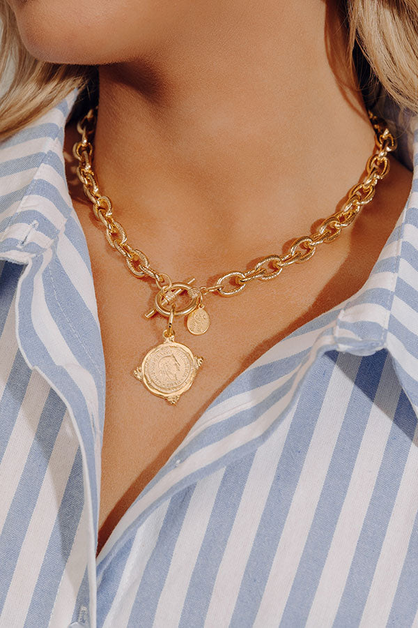 Susan Shaw Coin Intaglio Toggle Necklace Image - 2