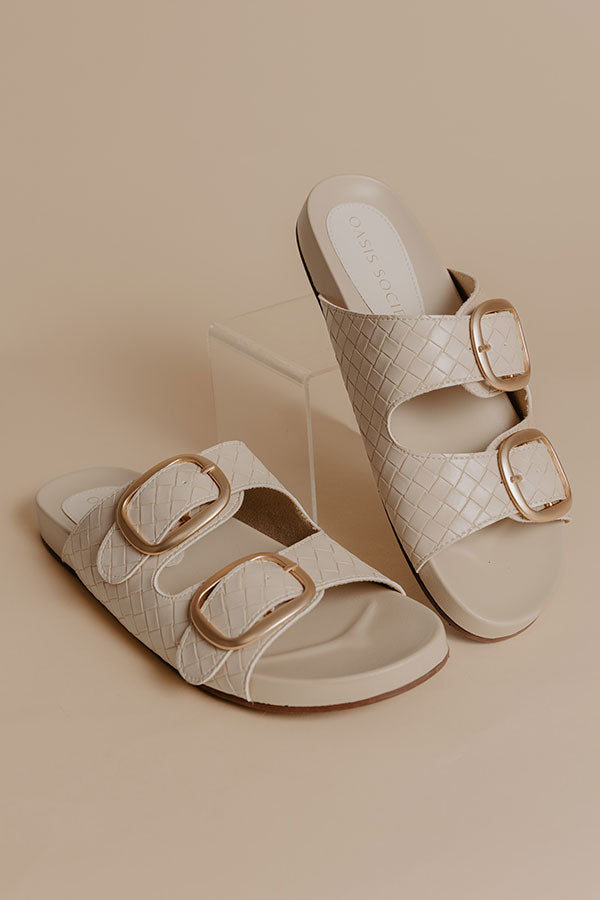 The Desiree Faux Leather Sandals in Stone Image - 3