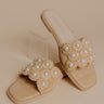 The Cathleen Raffia Woven Embellished Sandal in Tan Image - 1