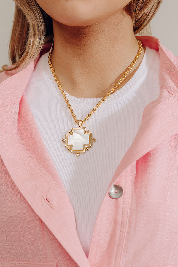Susan Shaw Mother of Pearl Cross Necklace Image - 4