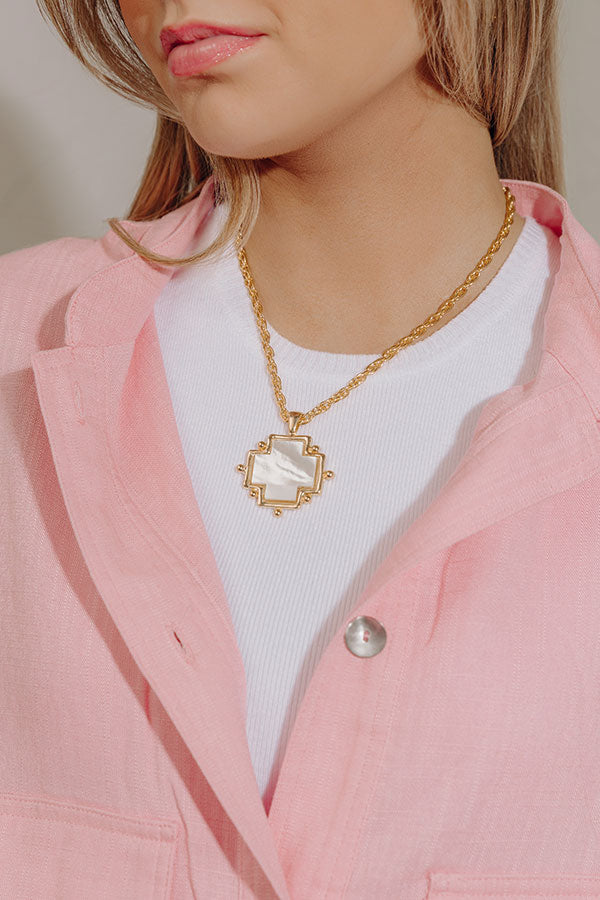 Susan Shaw Mother of Pearl Cross Necklace Image - 3