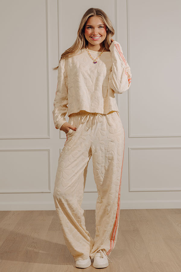 Soft Blooms High Waist French Terry Knit Pants