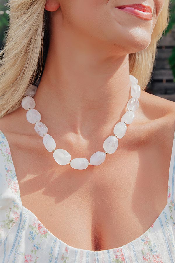 Sweet Statement Necklace in White Image - 2