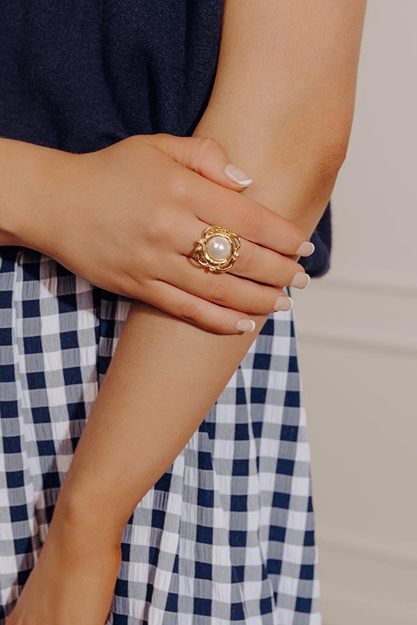 Susan Shaw Pearl Scroll Adjustable Ring Image - 1