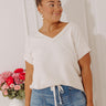 Casual Brunch Ribbed Top in Cream Curves Image - 1