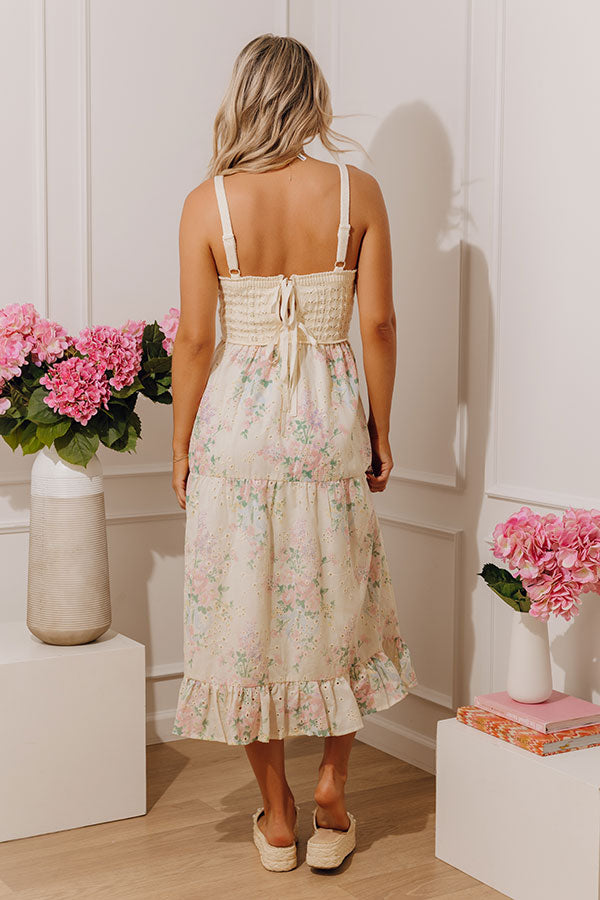 Fields Of Grace Floral Eyelet Midi Dress Image - 3