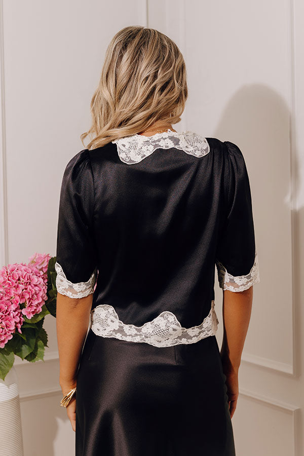 Everyday Romance Satin Lace Trim Top Image - 3