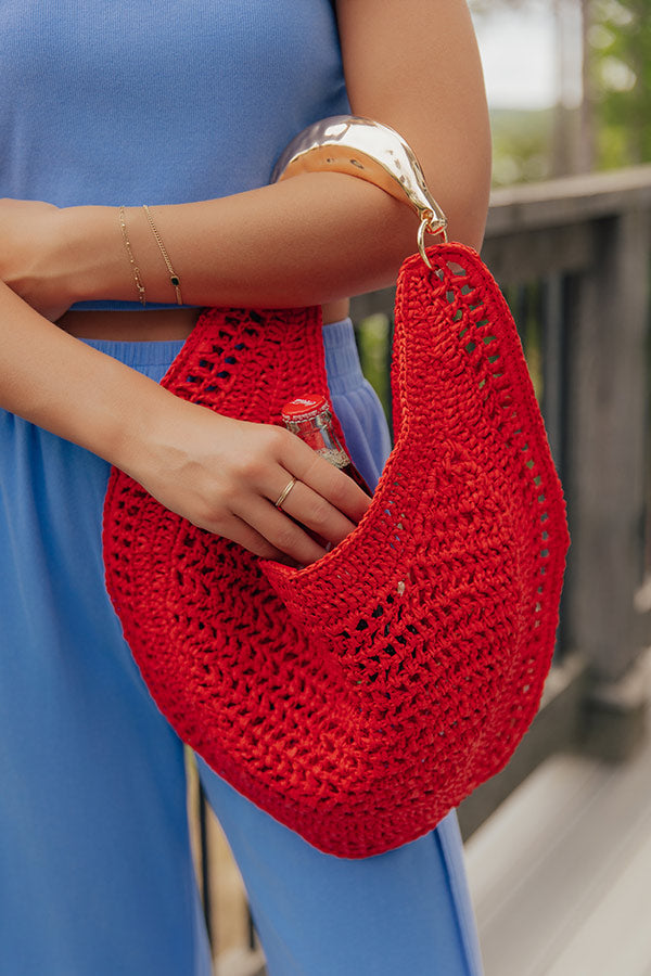 Camden Straw Woven Hobo Bag in Red Image - 1