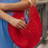 Camden Straw Woven Hobo Bag in Red Image - 1