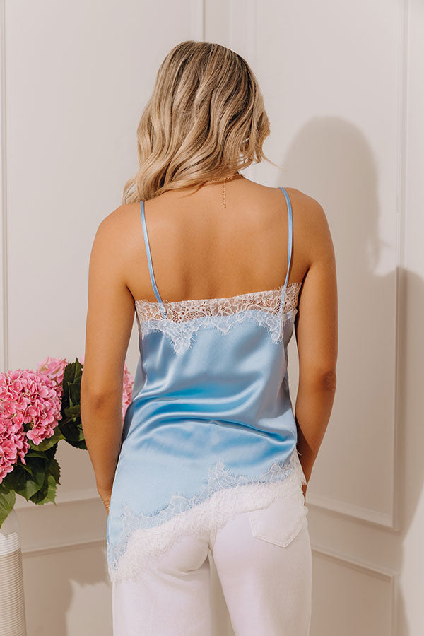 A Little Lovely Satin Asymmetrical Tank in Light Blue Image - 4