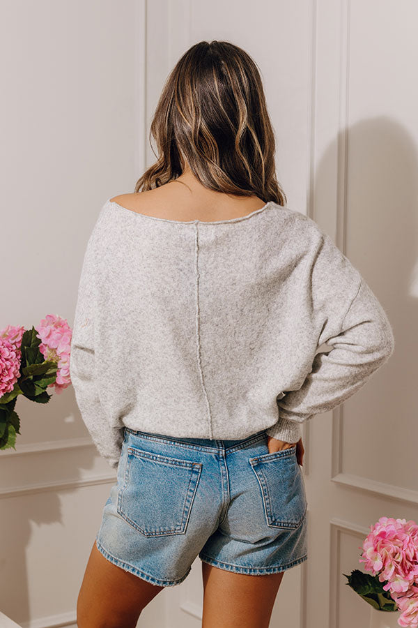 Soft Crush Knit Sweater Top in Heather Grey Image - 4