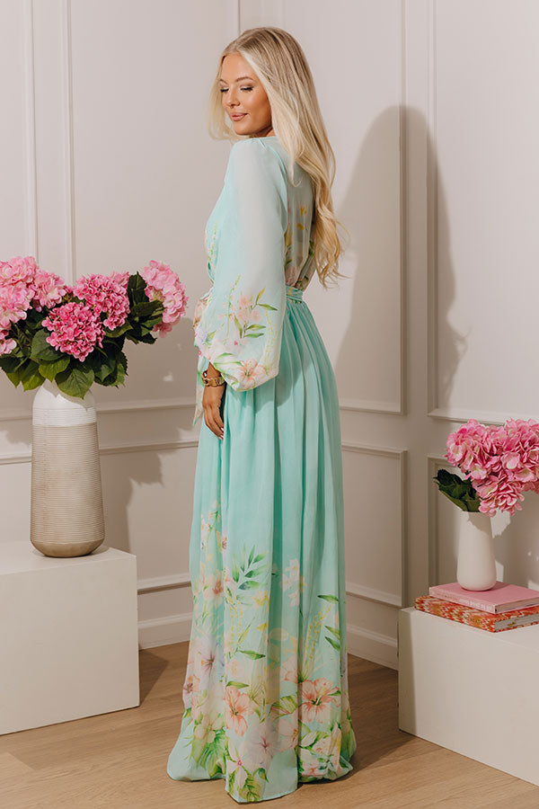 Secret Garden Floral Maxi Dress in Aqua Image - 3