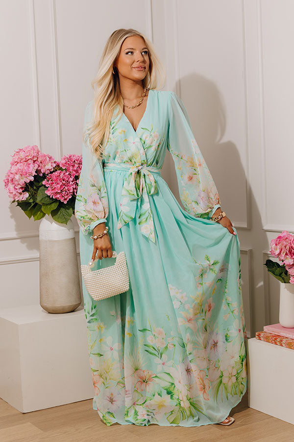 Secret Garden Floral Maxi Dress in Aqua Image - 1