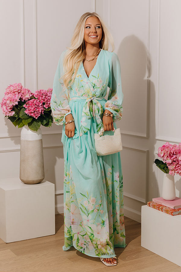 Secret Garden Floral Maxi Dress in Aqua Image - 5