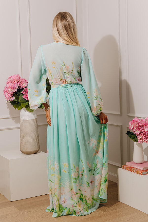 Secret Garden Floral Maxi Dress in Aqua Image - 4