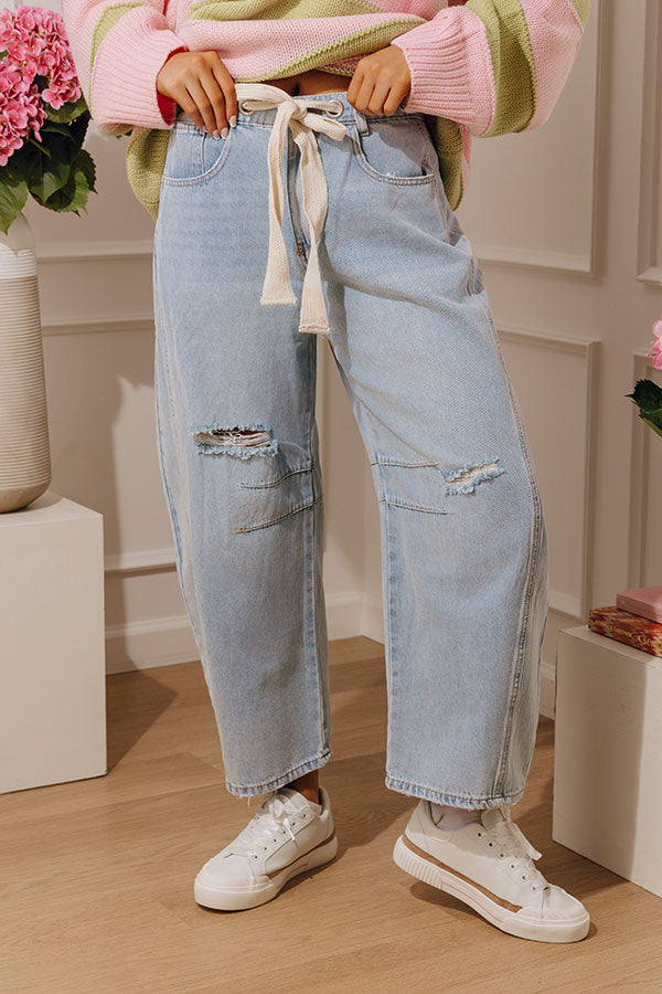 The Olivia Midrise Distressed Barrel Leg Jean Image - 1