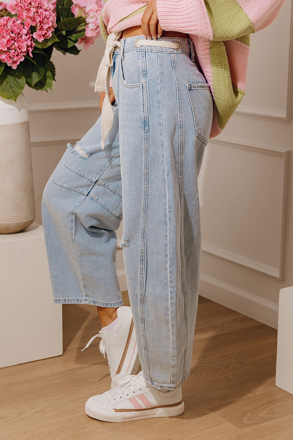 The Olivia Midrise Distressed Barrel Leg Jean Image - 2