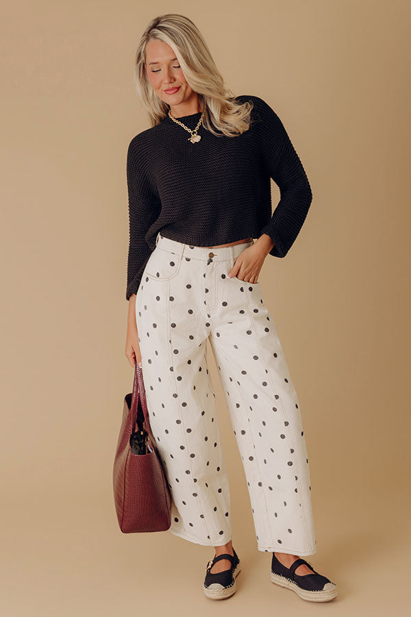 Spotted Around Town High Waist Barrel Leg Jean in Black Image - 1