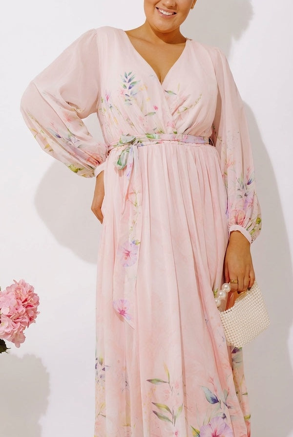 Secret Garden Floral Maxi Dress in Peach Curves Image - 2