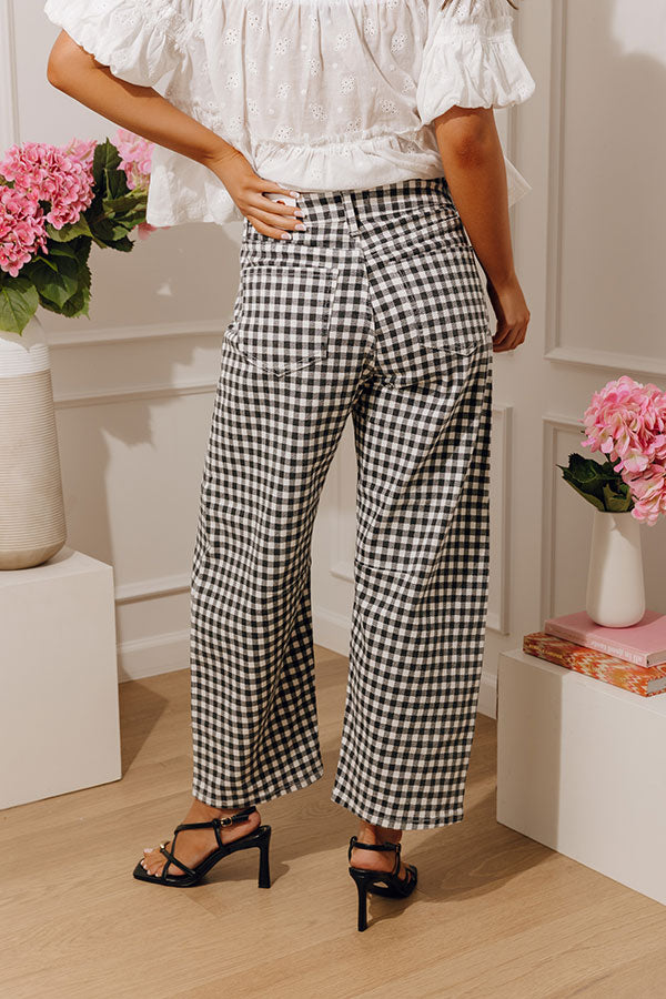 JUST USA Mae Midrise Barrel Leg Gingham Jean Image - 4