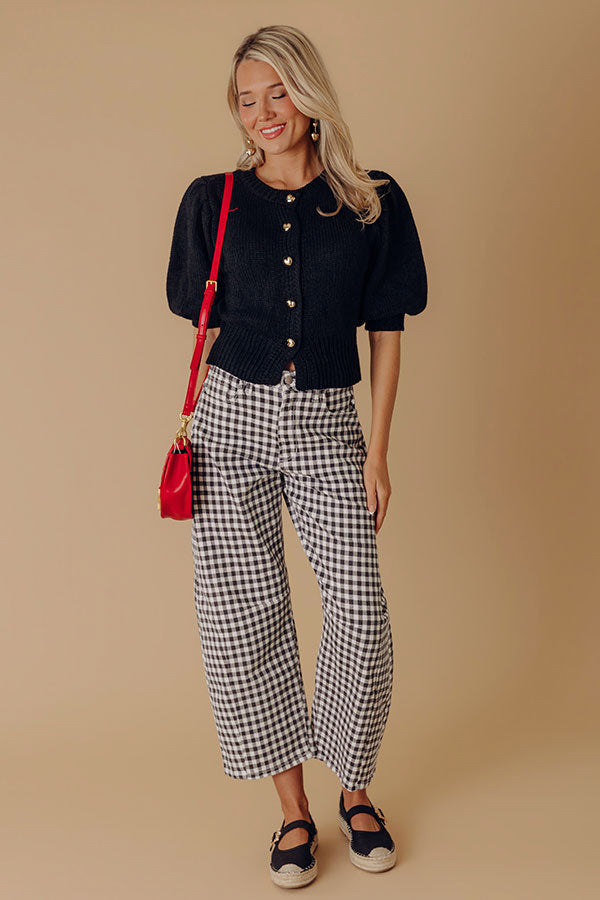 JUST USA Mae Midrise Barrel Leg Gingham Jean
