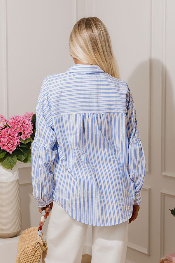 Bold by the Bay Oversized Button Up Top in Light Blue Image - 4