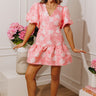 Champagne and Petals Floral Jacquard Mini Dress Image - 1