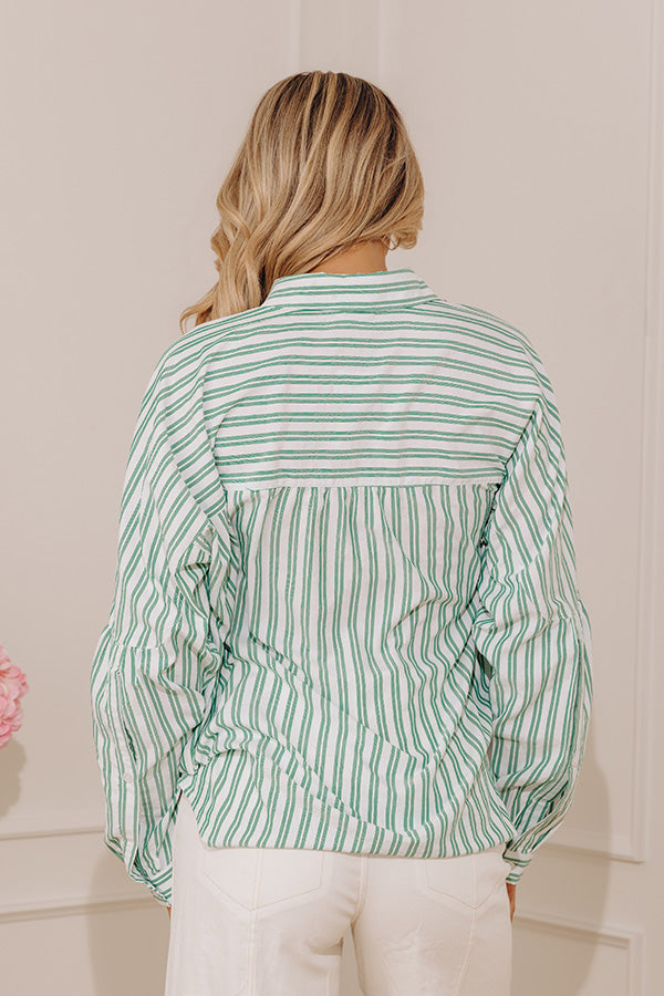Bold by the Bay Oversized Button Up Top in Green Image - 4