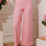 The Elena High Waist Twill Wide Leg Pants in Pink Image - 1