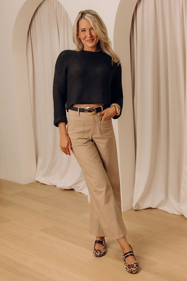 The Elena High Waist Twill Wide Leg Pants in Iced Latte Image - 2