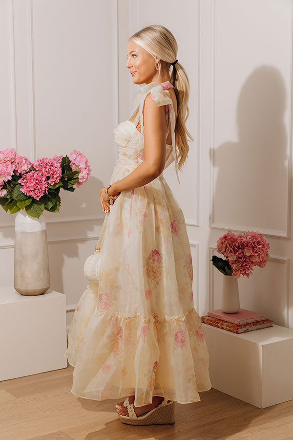 Sweet Evening Floral Organza Midi Dress Image - 4