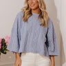 Timeless Charm Cable Knit Sweater Top in Airy Blue Image - 1