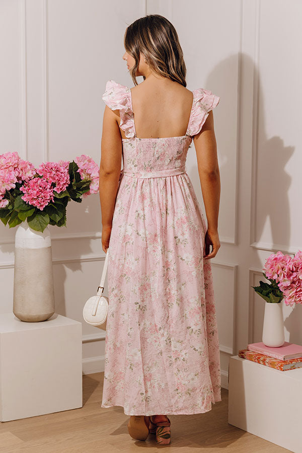Modern Romance Floral Midi Dress in Light Pink Image - 4