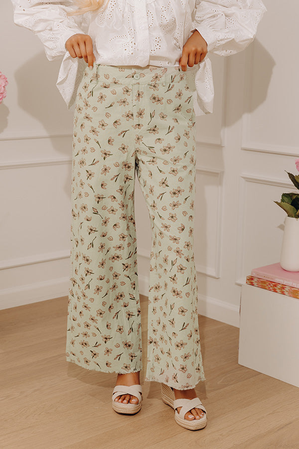 The Meadow High Waist Floral Wide Leg Pants in Sage Image - 2