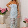 Romance in Bloom Floral Embroidered Midi Dress in Powder Blue Image - 1