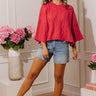 Timeless Charm Cable Knit Sweater Top in Red Image - 1
