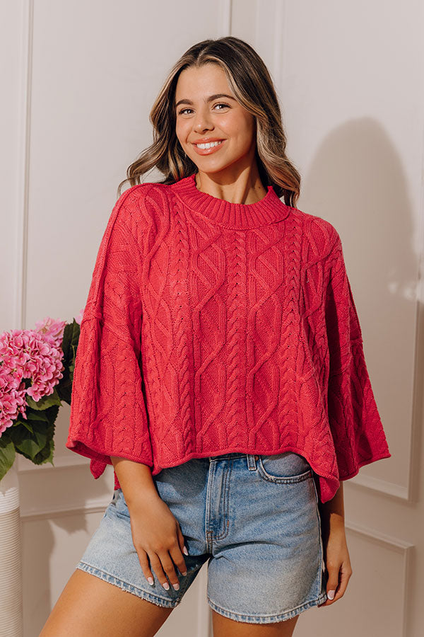 Timeless Charm Cable Knit Sweater Top in Red Image - 2