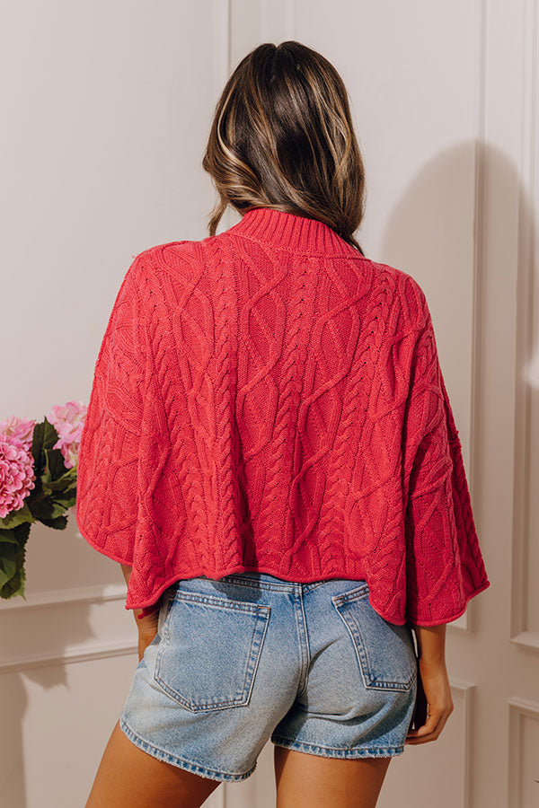 Timeless Charm Cable Knit Sweater Top in Red Image - 4