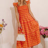 Sunburst Chic Gingham Midi Dress Image - 1