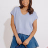 Light And Airy Knit Top in Sky Blue Image - 1