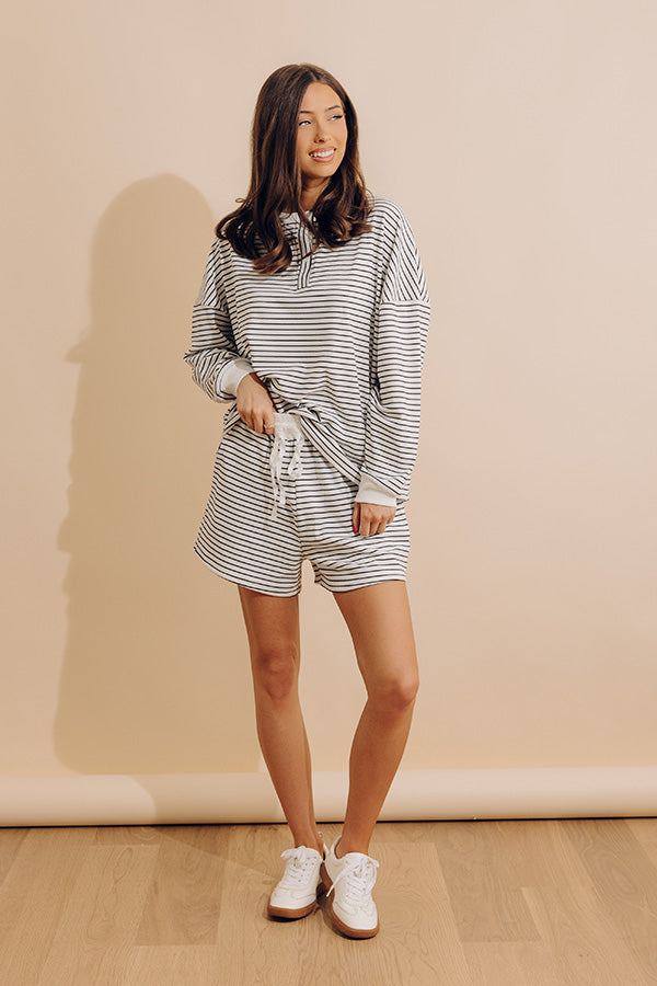 Simply Soft High Waist Stripe Shorts in White
