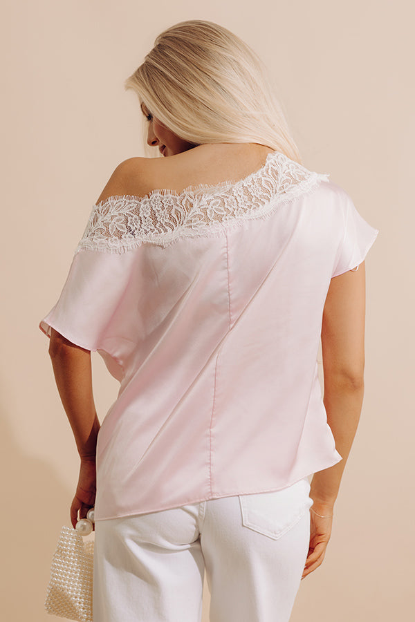 Lovely In Lace Satin Top in Light Pink Image - 5