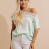 Lovely In Lace Satin Top in Mint Image - 1