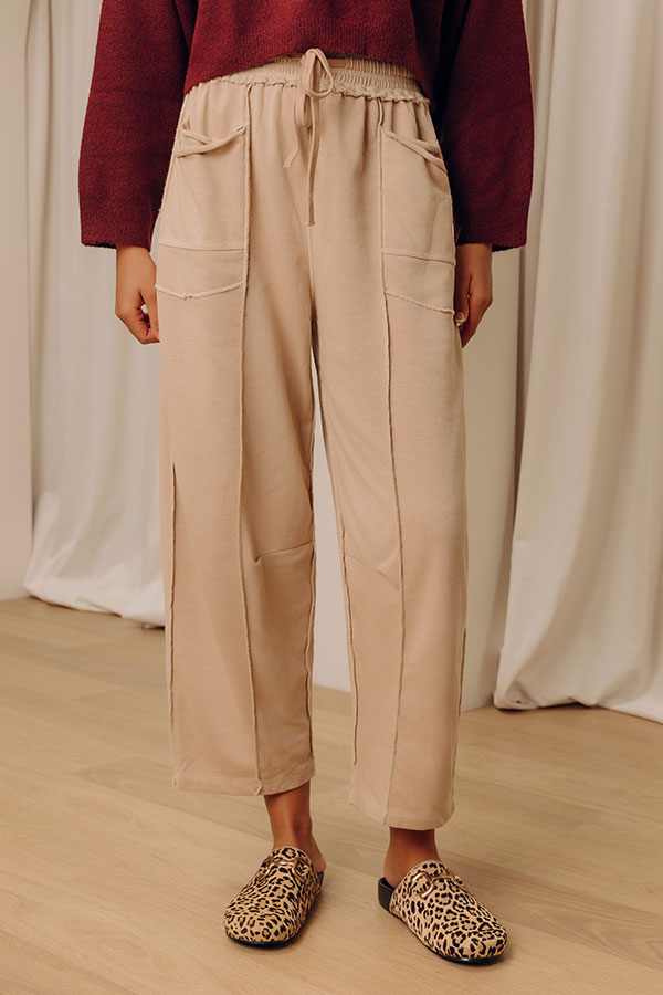 The Callie High Waist Vintage Wash Barrel Leg Pants in Iced Latte Image - 2
