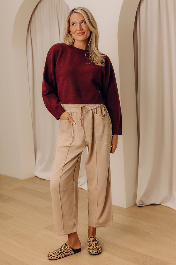 The Callie High Waist Vintage Wash Barrel Leg Pants in Iced Latte