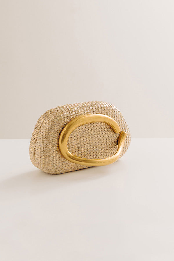 Dolce Days Hard Shell Raffia Woven Clutch Image - 2